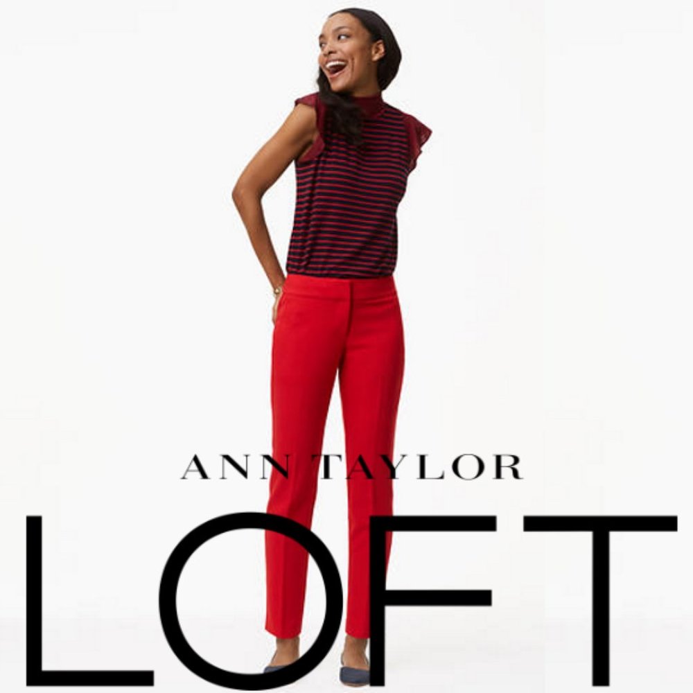 Ann Taylor Loft Red Julie Tailored Trousers